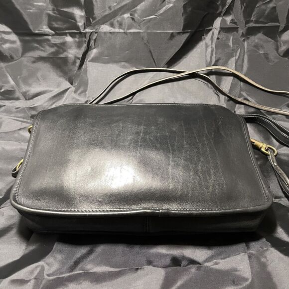 COACH Black Leather "Basic Bag" Zip Clutch Crossbody - Made in USA Vintage 70s - Picture 7 of 16
